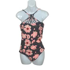 TORI PRAVER Floral Macrame One Piece Swimsuit size M